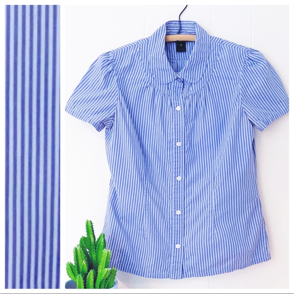 Y2K Marc Jacobs Blue Striped Babydoll Blouse